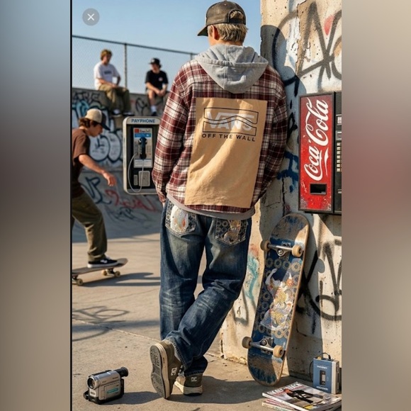 Vans Other - Vans Plaid Flannel and Kanji Premium Vintage Embroidered Jeans Men’s 36x32